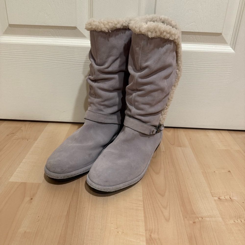 Lands' End Chalet Midshaft Pul-on Boots Gray Size 8